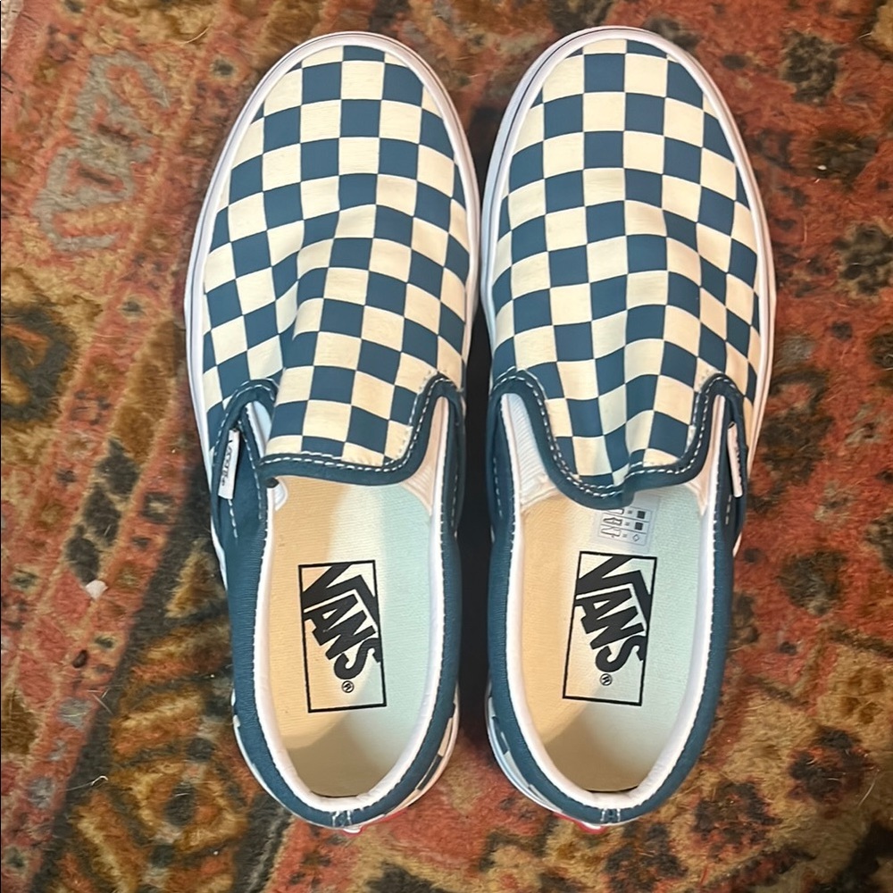 Vans Blue and White Checkerboard Sneakers